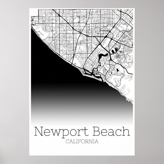Póster Mapa de Newport Beach - California - Poster de Map (Frente)