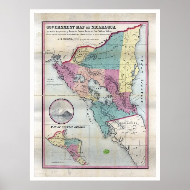 Póster Mapa de Nicaragua (1856) (Frente)