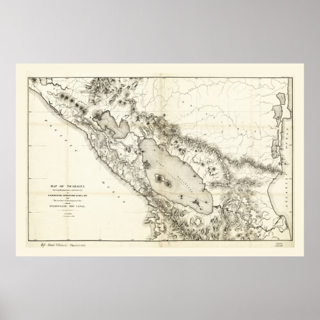Póster Mapa de Nicaragua (1873) (Frente)