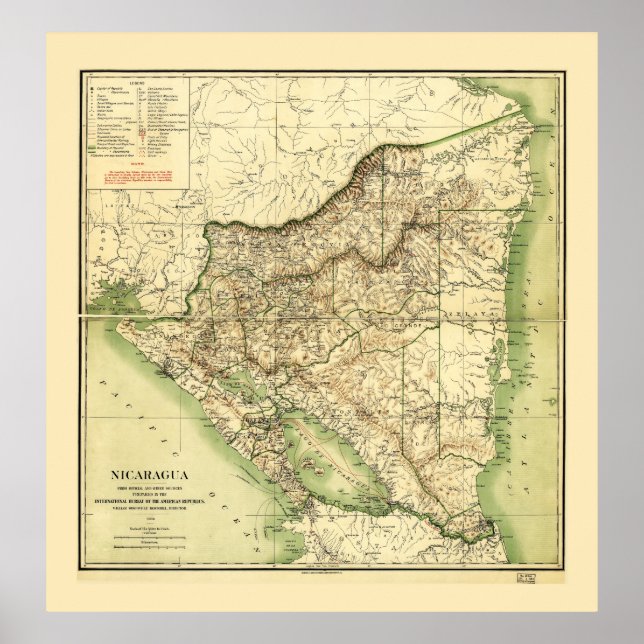 Póster Mapa de Nicaragua (1903) (Frente)
