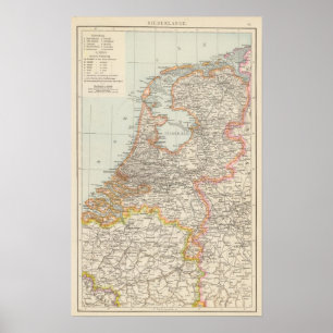 Póster Mapa de Niederlande - Países Bajos