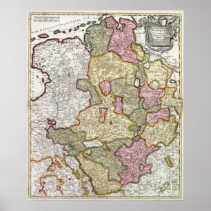 Póster Mapa de Niederrhein-Westfalen