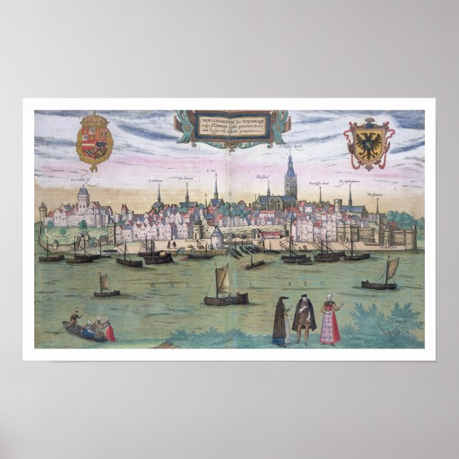 Póster Mapa de Nijmegen, de 'Civitates Orbis Terrarum' b (Frente)