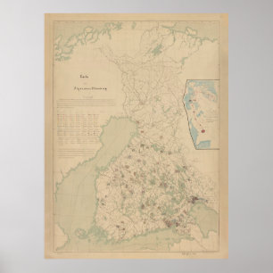 Póster Mapa de nombres familiares finlandeses y finlandes