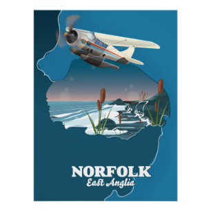 Póster Mapa de Norfolk East Anglia
