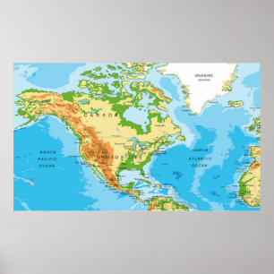 Póster Mapa de Norteamérica