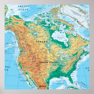 Póster Mapa de Norteamérica