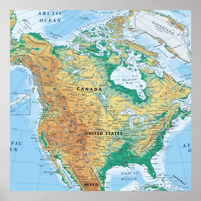 Póster Mapa de Norteamérica (Frente)