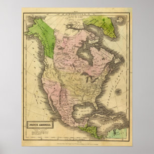 Póster Mapa de Norteamérica Olney