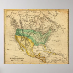 Póster Mapa de Norteamérica por Worcester