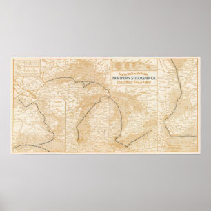 Póster Mapa de Northern Steamship Company