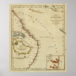 Póster Mapa de Nueva Gales del Sur