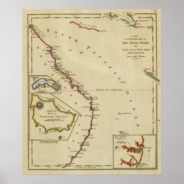 Póster Mapa de Nueva Gales del Sur (Frente)