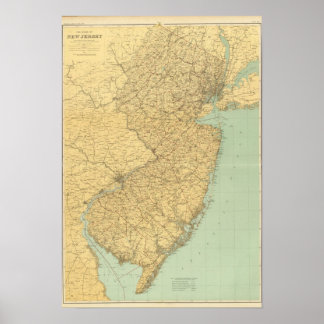 Póster Mapa de Nueva Jersey