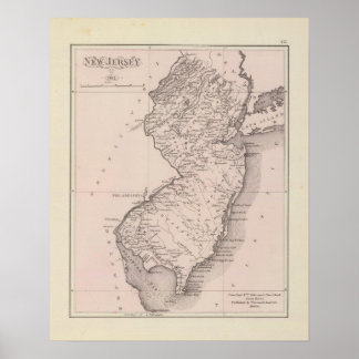 Póster Mapa de Nueva Jersey, 1812