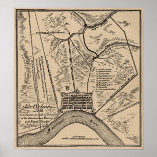 Póster Mapa de Nueva Orleans 1798
