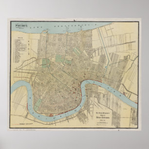 Póster Mapa de Nueva Orleans (1919)