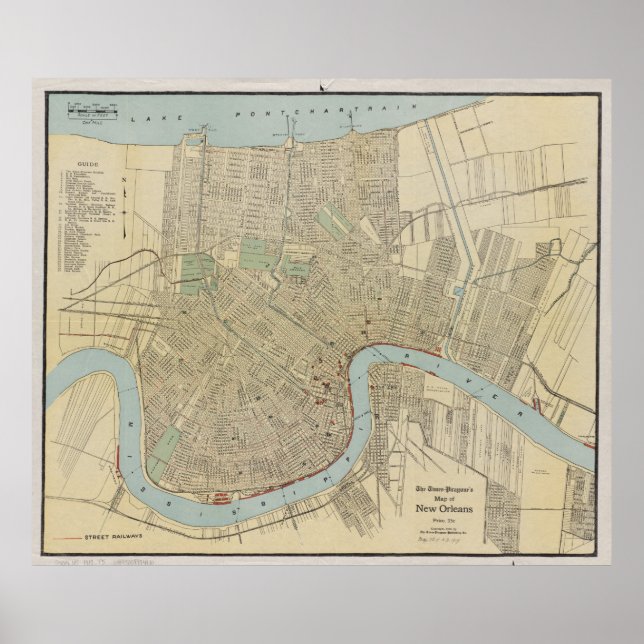 Póster Mapa de Nueva Orleans (1919) (Frente)