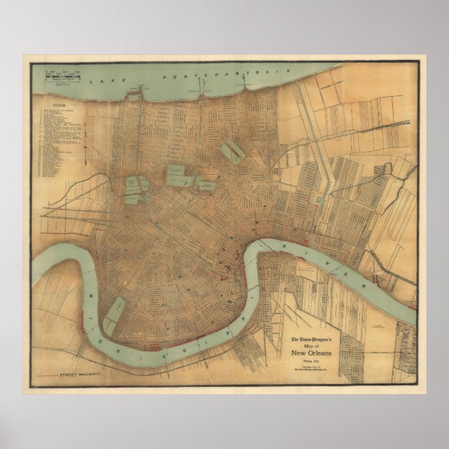 Póster Mapa de Nueva Orleans (1919) (Frente)