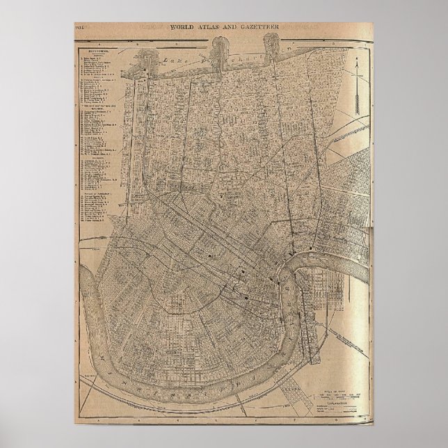 Póster Mapa de Nueva Orleans de 1908 (Frente)