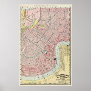 Póster Mapa de Nueva Orleans Louisiana (1897)