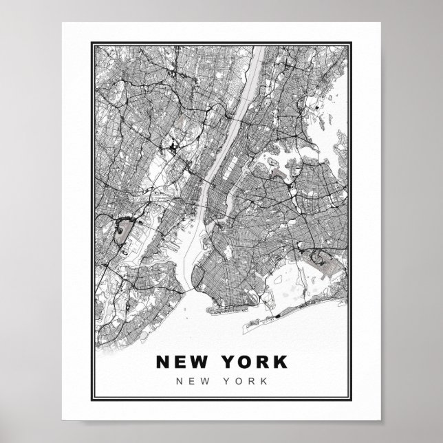 Póster Mapa de Nueva York (Frente)