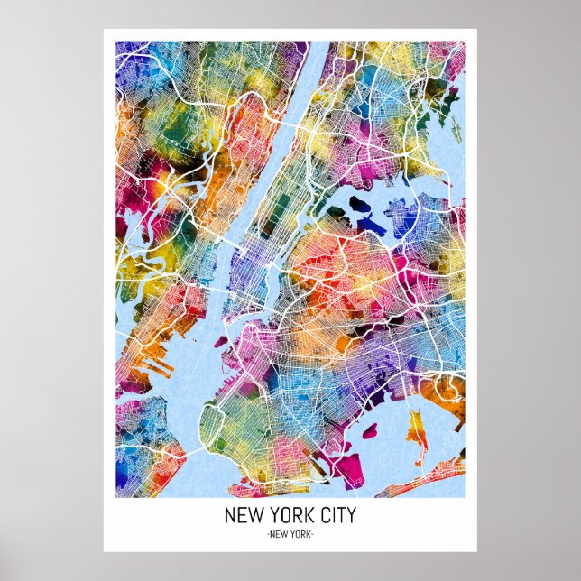 Póster Mapa de Nueva York (Frente)