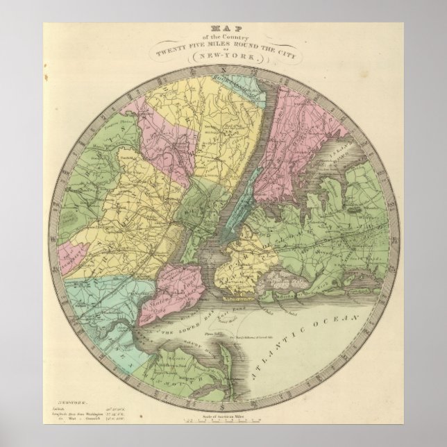 Póster Mapa de Nueva York (Frente)