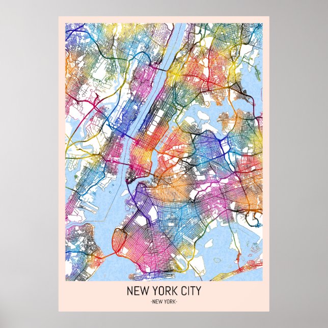 Póster Mapa de Nueva York (Frente)