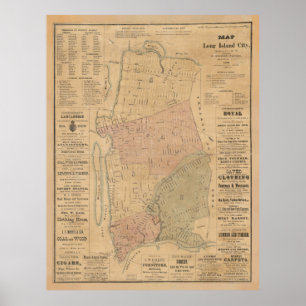 Póster Mapa de Nueva York de Long Island (1876)