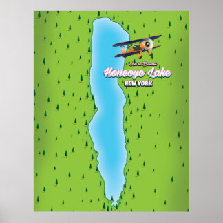 Póster Mapa de Nueva York del lago Honeoye