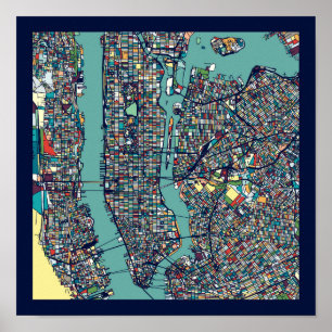Póster Mapa de Nueva York en Manhattan