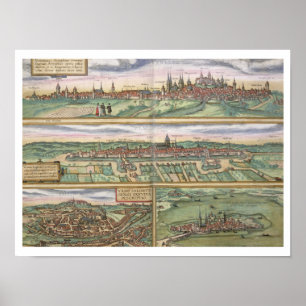 Póster Mapa de Nuremberg, Ulm y Saltzburgo, de 'Civita