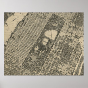 Póster Mapa de NYC del Parque Central Vintage (1879)