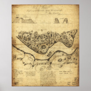 Póster Mapa de observación de West Point octubre 1783 por