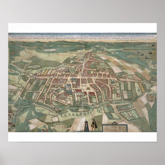 Póster Mapa de Odense, de 'Civitates Orbis Terrarum' de (Frente)