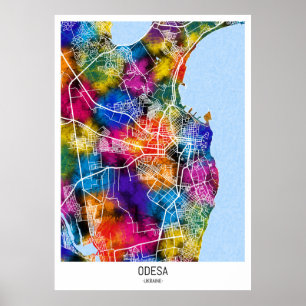 Póster Mapa de Odesa Ukraine