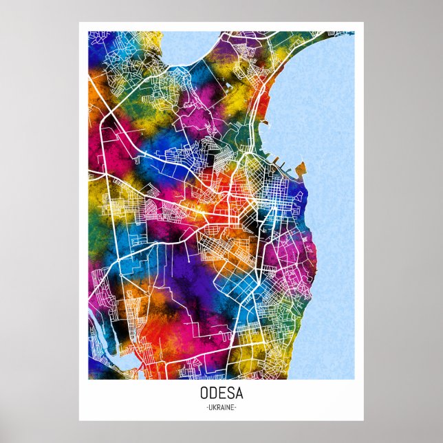 Póster Mapa de Odesa Ukraine (Frente)