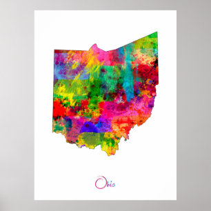 Póster Mapa de Ohio