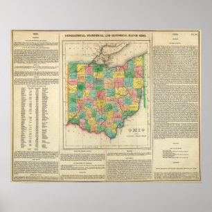 Póster Mapa de Ohio