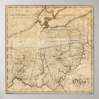 Póster Mapa de Ohio