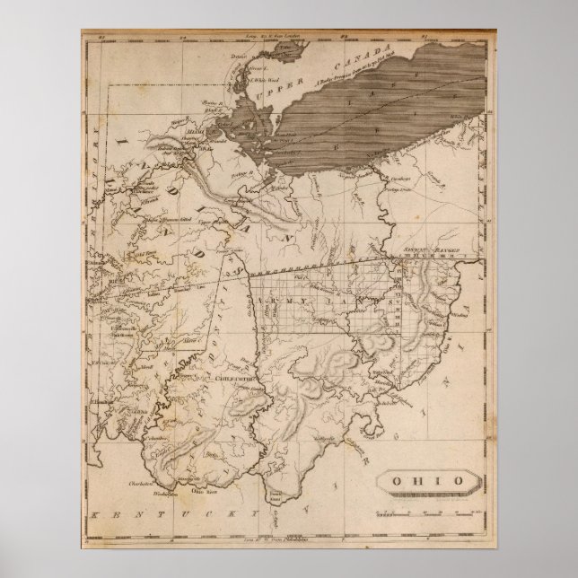 Póster Mapa de Ohio por Arrowsmith (Frente)