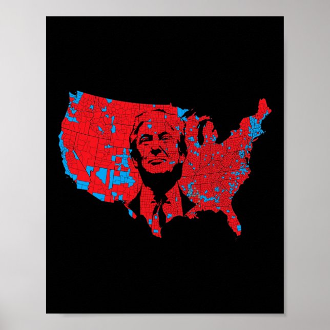 Póster Mapa De Olas Rojas De Eeuu En La Presidencia De Tr (Frente)