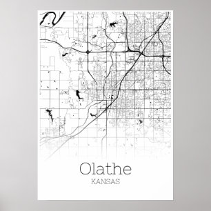 Póster Mapa de Olathe - Kansas - Poster de Mapa de Ciudad