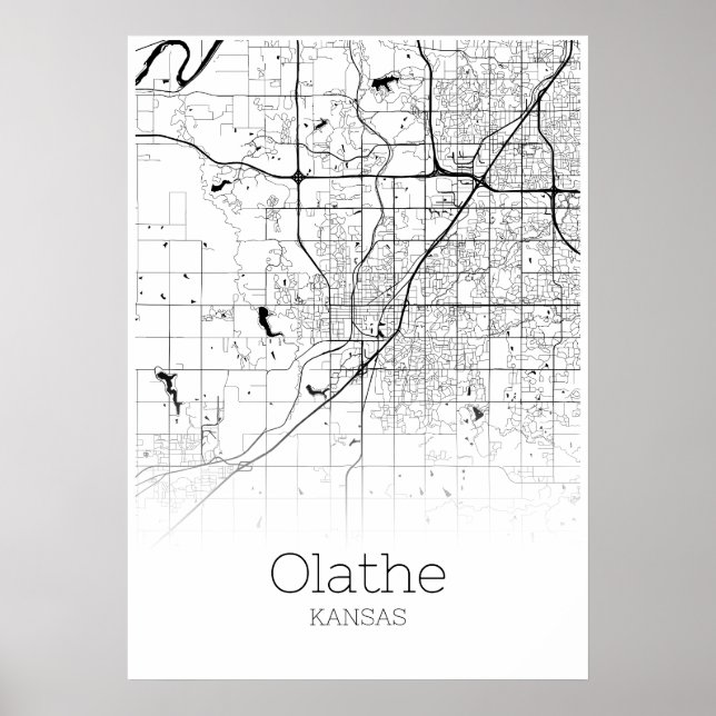 Póster Mapa de Olathe - Kansas - Poster de Mapa de Ciudad (Frente)