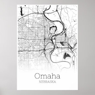 Póster Mapa de Omaha - Nebraska - poster del mapa de la