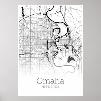 Póster Mapa de Omaha - Nebraska - Poster del Mapa de la C