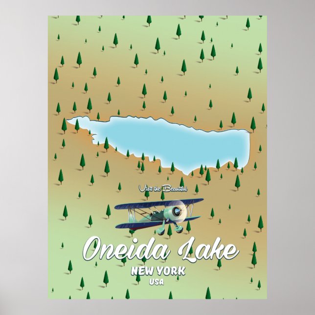 Póster Mapa de Oneida Lake New York (Frente)