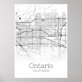 Póster Mapa de Ontario - California - Poster de Mapa de l
