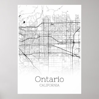 Póster Mapa de Ontario - California - Poster de Mapa de l